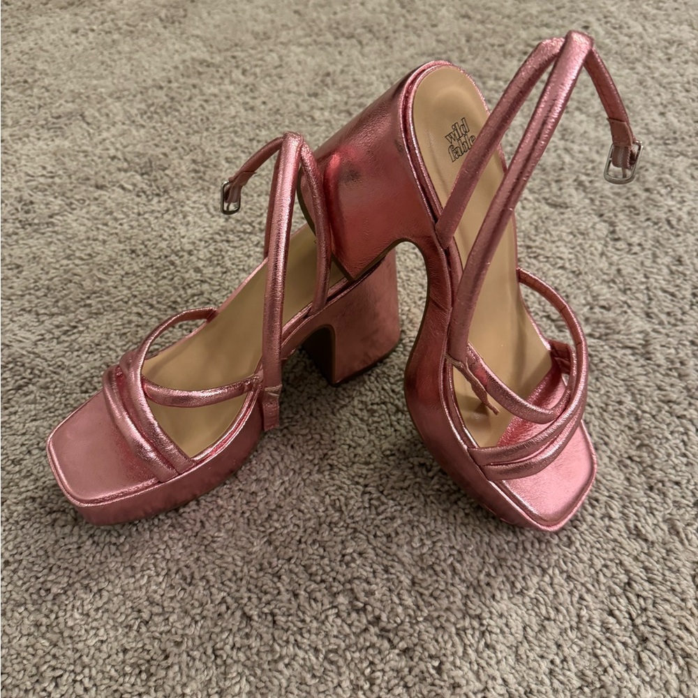 Pink Strappy Heeled Sandals